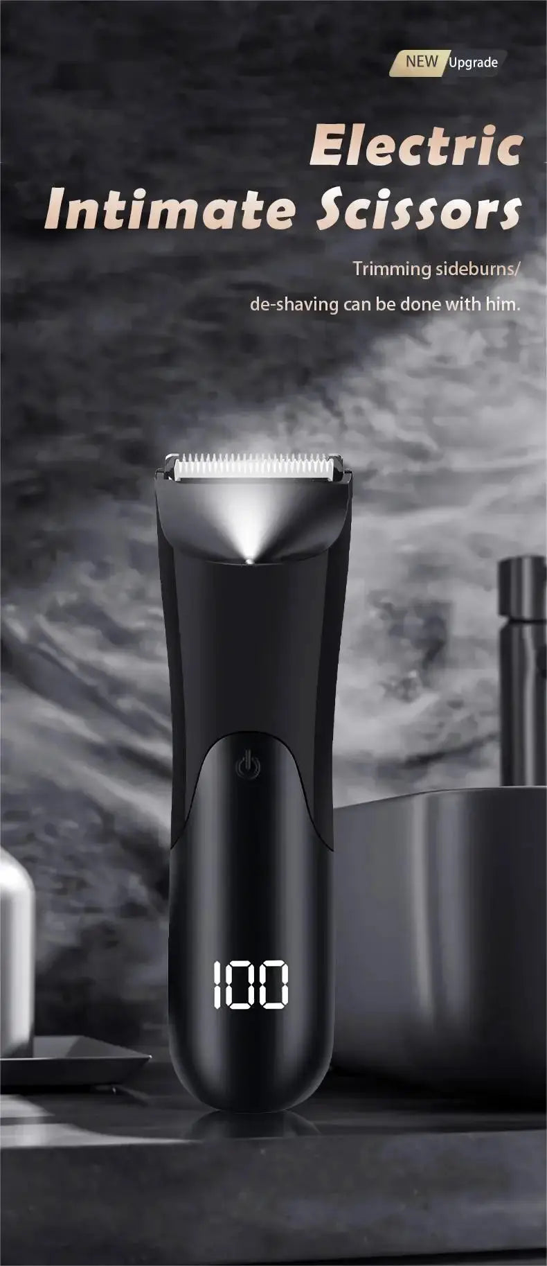 Simples Market black men's groin/body hair trimmer with ceramic blade, 2 guard attachments, wet/dry shaver