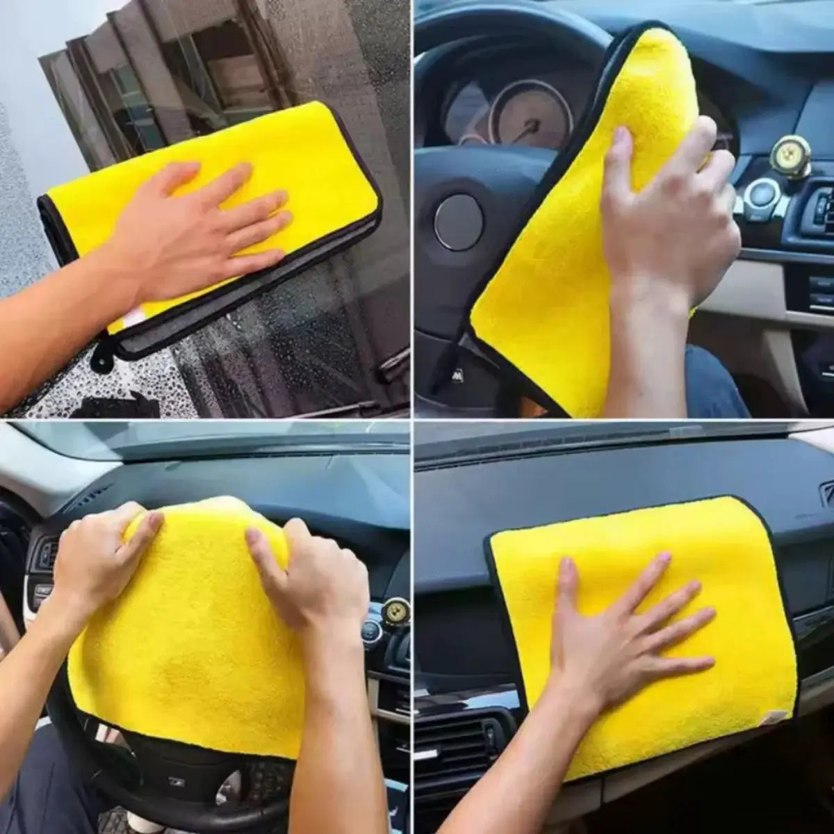 Car microfiber towel by Simples Market, yellow nano ultra fiber cloth for car wash and interior detailing