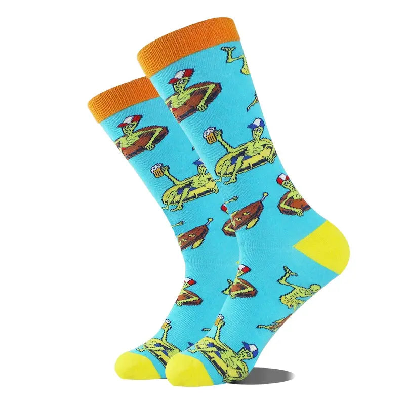 Cotton Happy Funny Socks For Men Women Unisex Crew Socks Alien Planet Shark Dinosaur Novelty Design