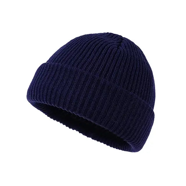 Rimiut Unisex Knitted Beanie Hat Wool Winter Cap Warm Solid Color Fashionable Autumn Men Women