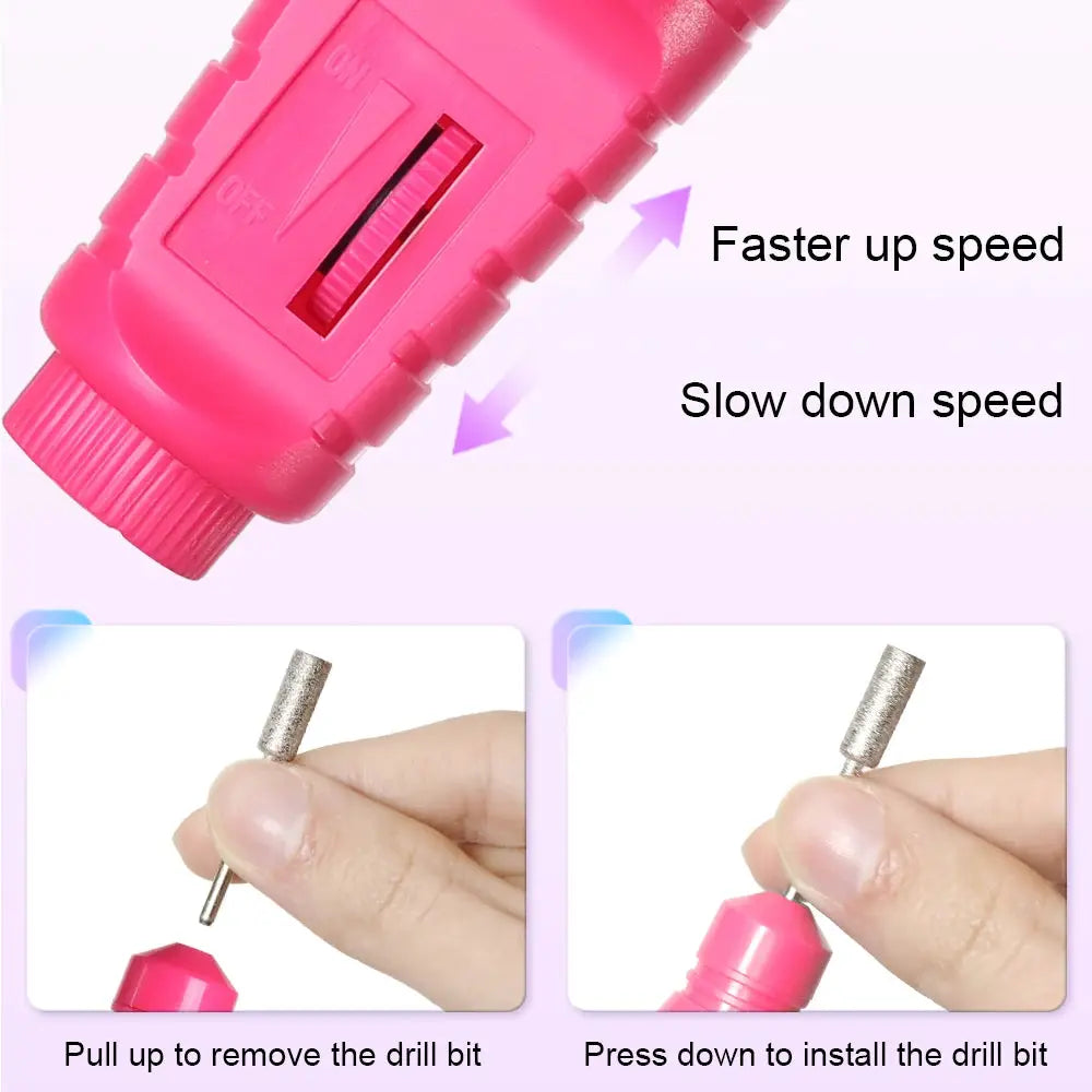 LINMANDA 6 In 1 Electric Nail Drill Kit Portable USB Powered Low Noise 0 To 20000 RPM For Manicure And Pedicure