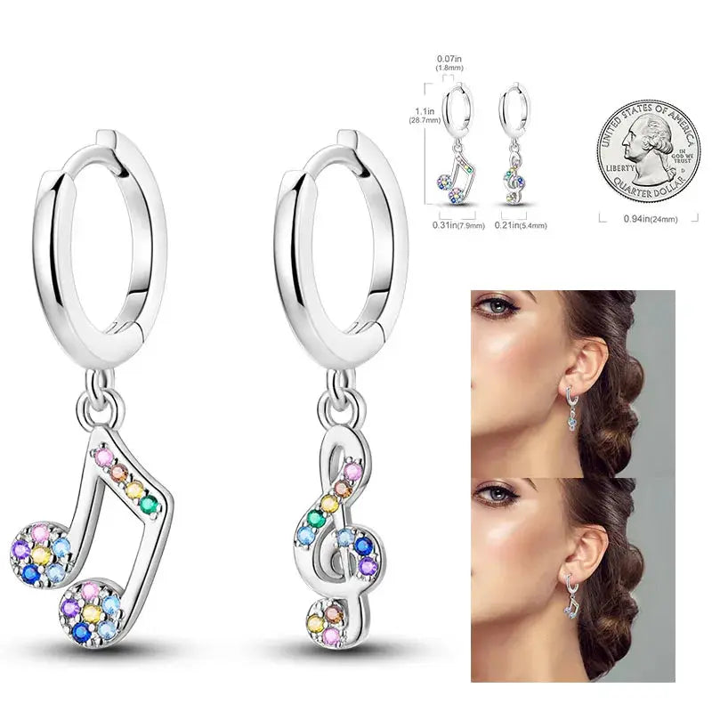 925 Silver Hoop Earrings For Women Zircon Heart Shape Star Eardrops Original Fashion Jewelry