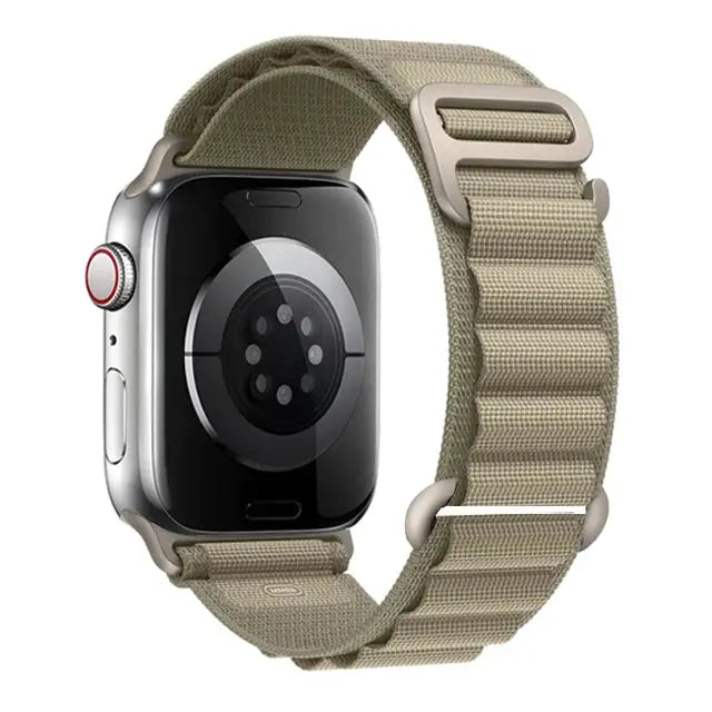 Simples Market nylon Alpine watch strap for Apple Watch in khaki, adjustable nylon bracelet