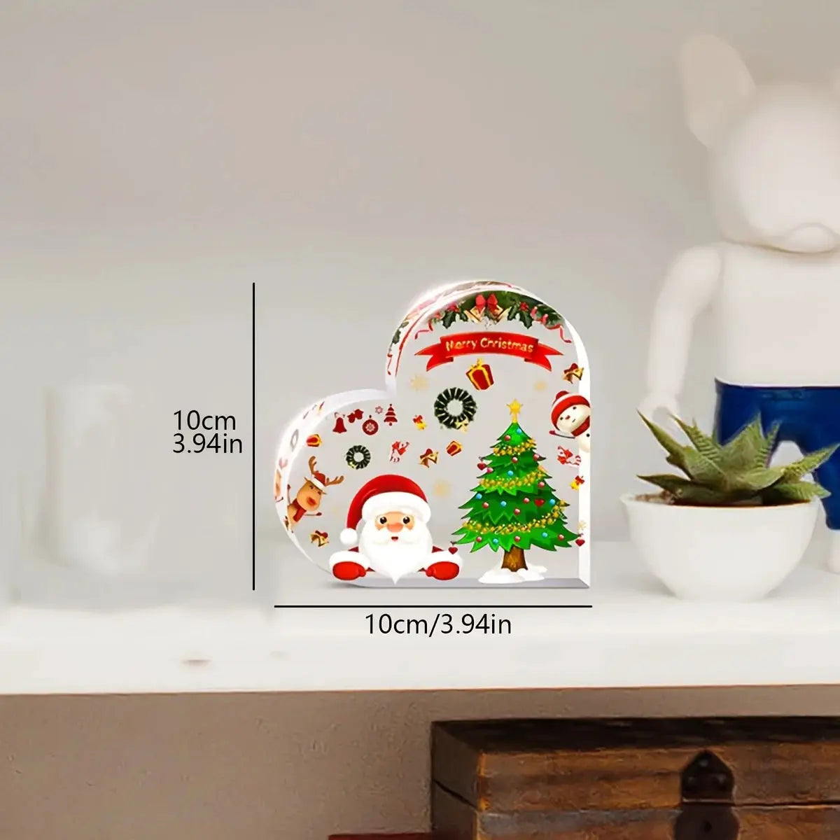 Cute Heart Shaped Christmas Decorations Acrylic For Dining Table Office Counter Desk Shelf Home Decor
