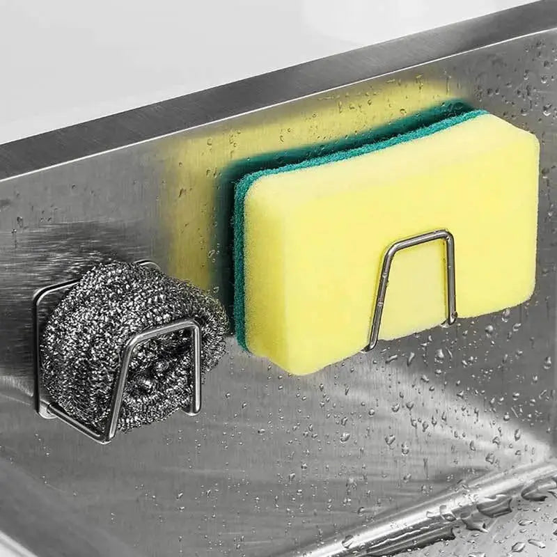 Stainless Steel Sink Sponge Holder Rack For Kitchen Countertop Dishcloth Rag Organizer One Piece