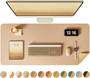 Double Sided Desk Pad Leather And Cork Desk Mat Waterproof Large Mouse Pad For Office And Home