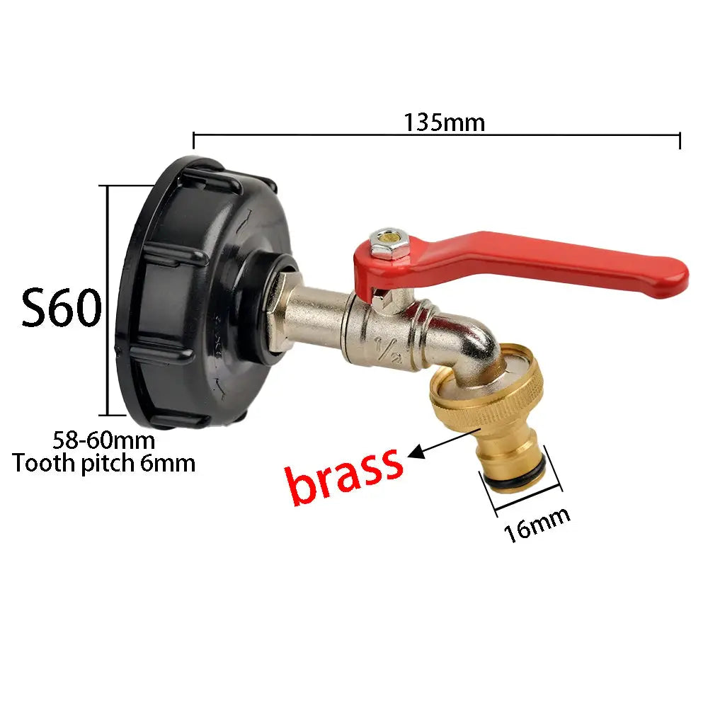 IBC Tank Tap Adapter S60x6 Coarse Thread To 16mm Quick Connect Brass Alloy Replacement Valve Garden Home Fitting Faucet