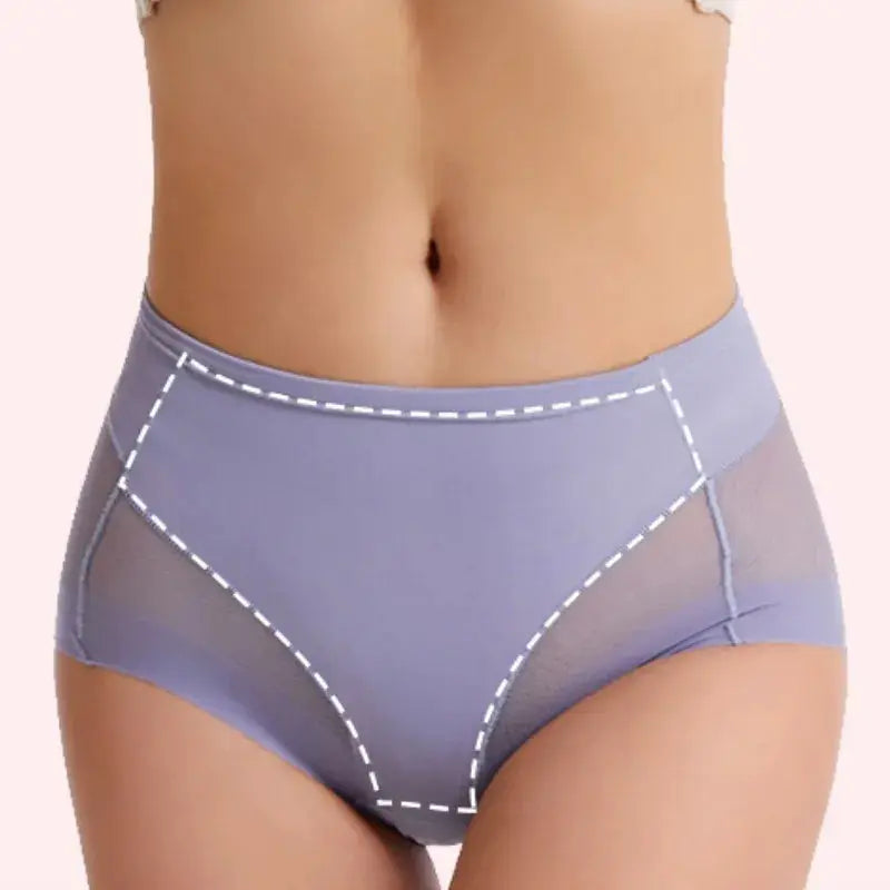 Simples Market 2-pack mid-rise mesh-panel shaping briefs, lilac tummy-control panties with butt lifter