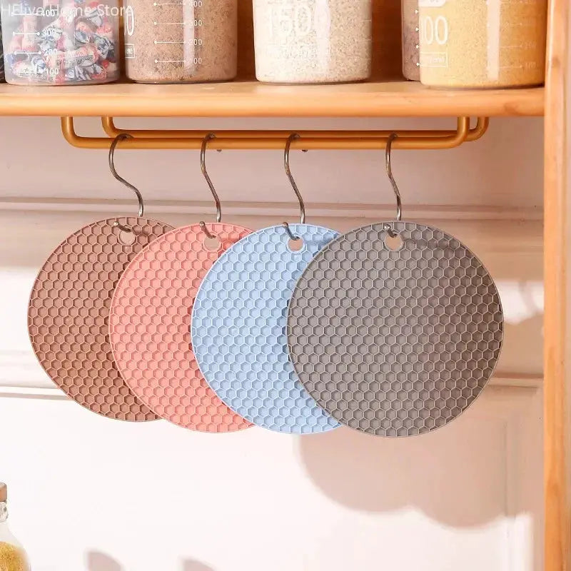 Multifunctional Silicone Tableware Mat Round Anti Slip Heat Resistant Coffee Cup Coaster And Pot Holder For Kitchen