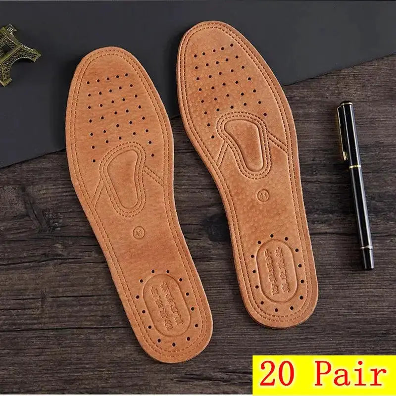 1 Pair Cowhide Insoles For Men Genuine Leather Deodorant Breathable Insoles For Shoes And Flats
