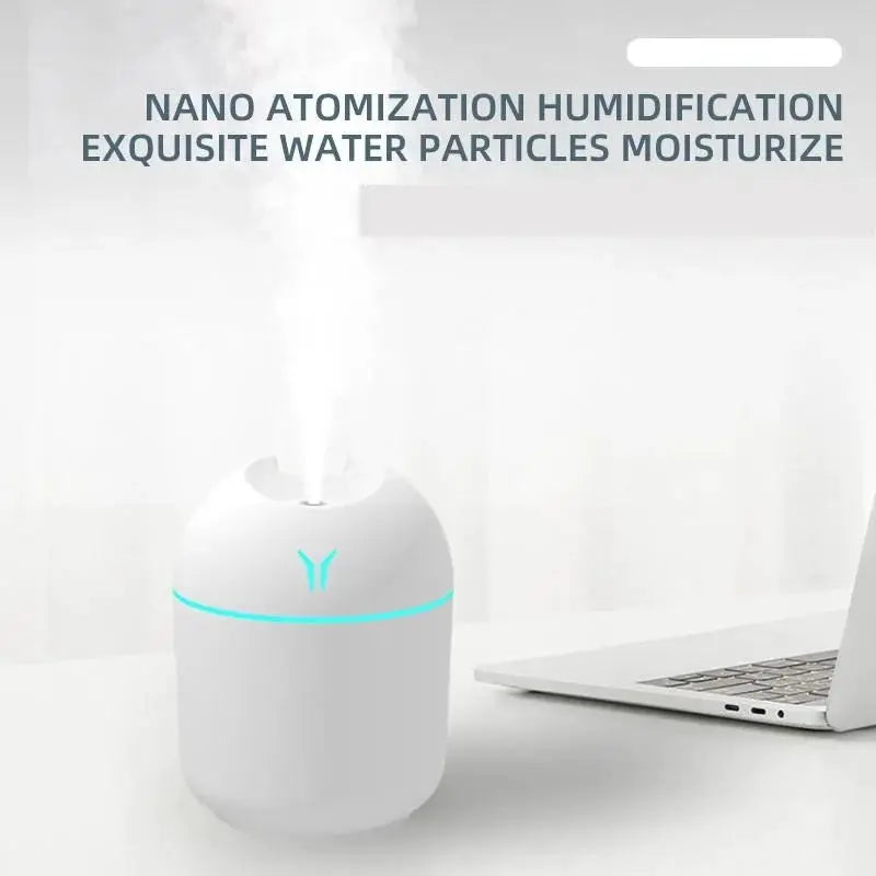 AromaGlow USB Mini Humidifier Aroma Essential Oil Diffuser for Home and Car Ultrasonic Quiet Mist with LED Lamp