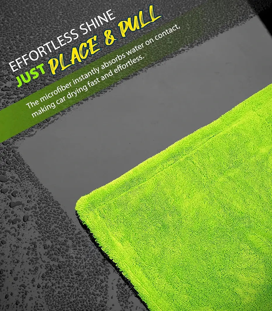 Simples Market 1400GSM heavy-duty car drying towel, 60x120cm, neon green microfiber