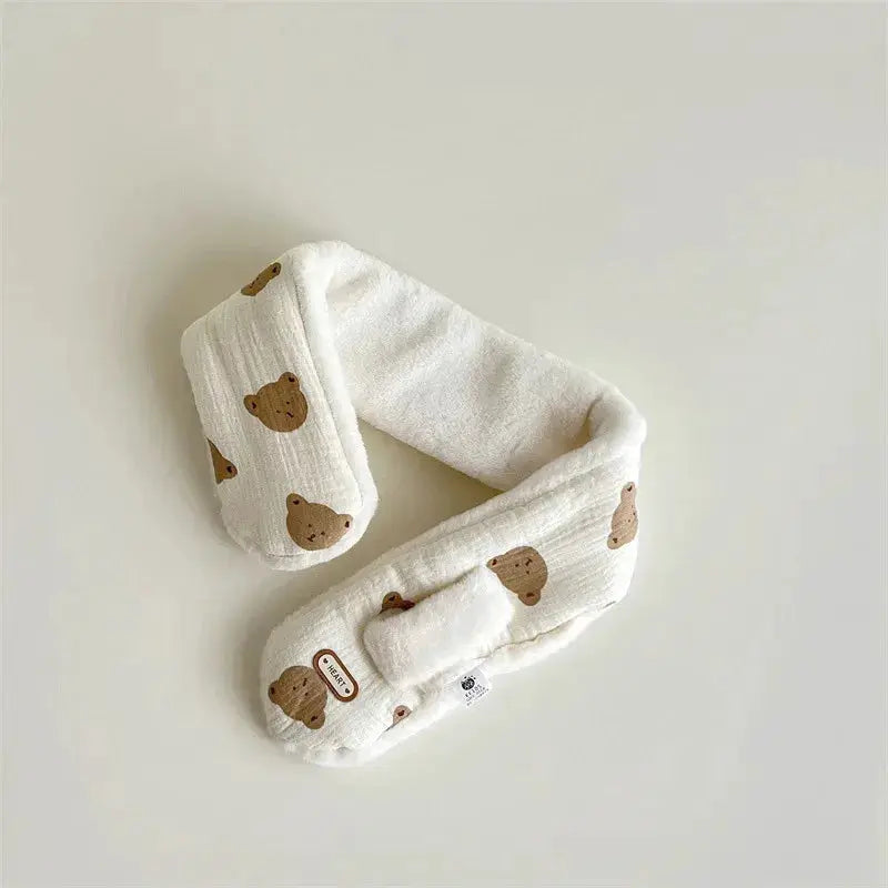 Bear Themed Winter Baby Scarves Warm Fleece Neck Warmer For Kids Ages 1 To 6 Years Boys And Girls Baby Accessories