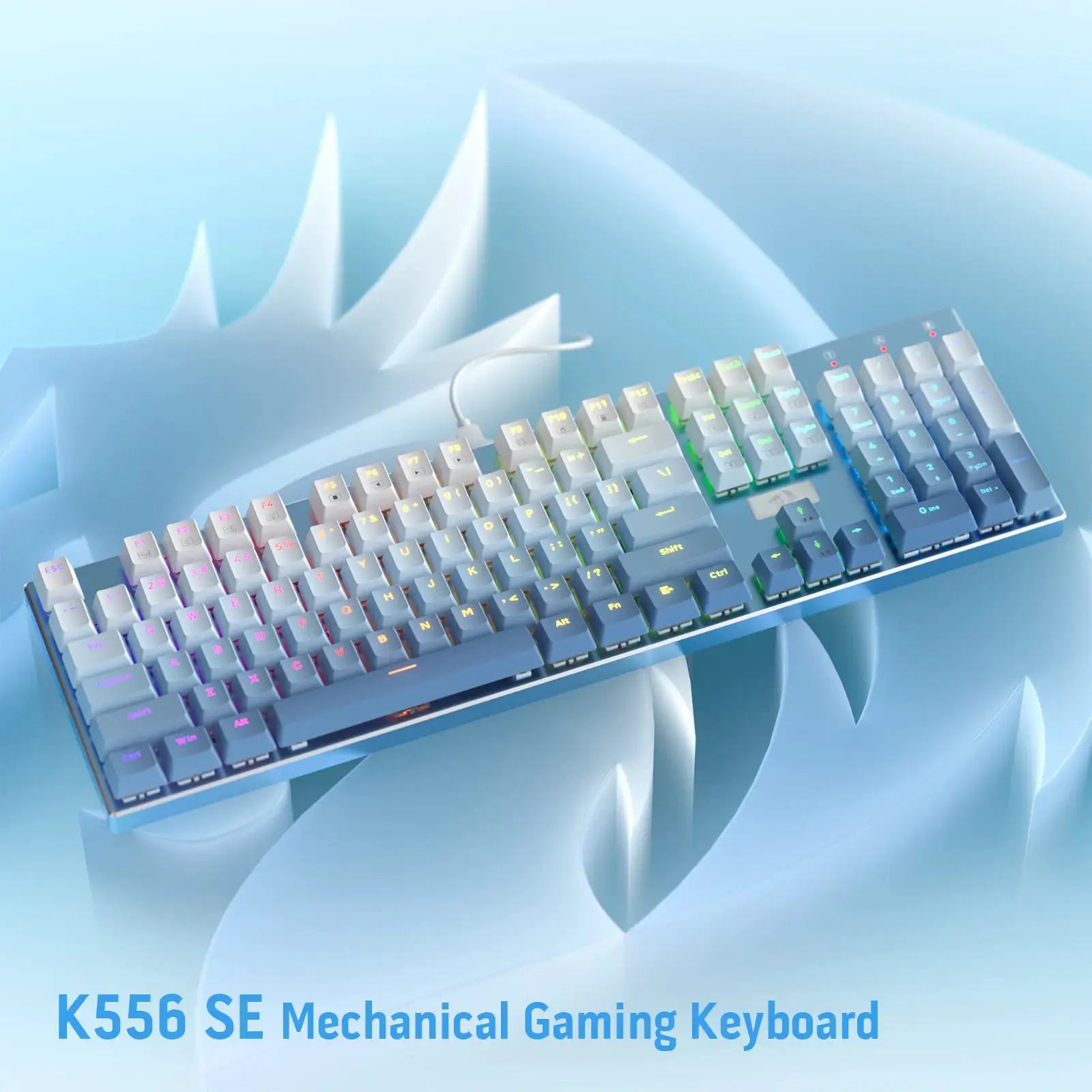 K556 SE mechanical gaming keyboard with RGB backlight, aluminum base, wired, 104 keys