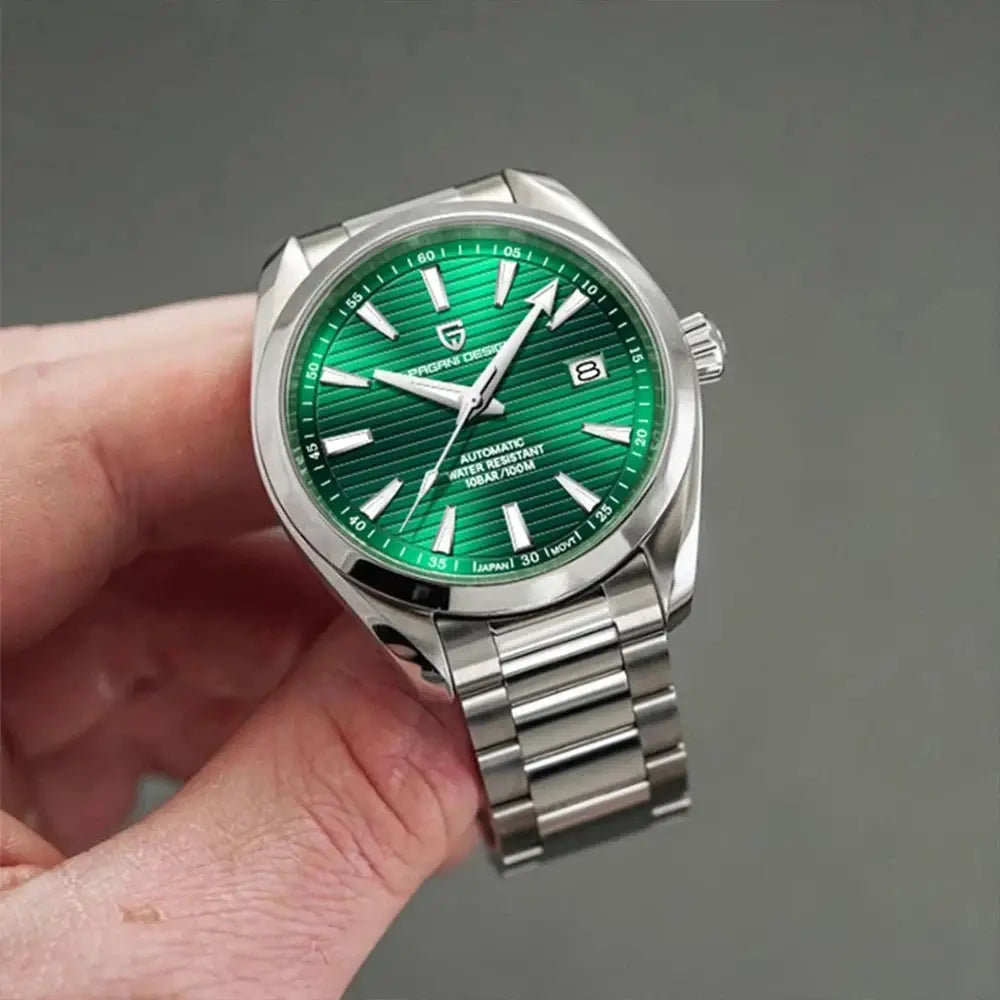 PAGANI DESIGN A150 40MM men's automatic watch with green dial and stainless steel bracelet