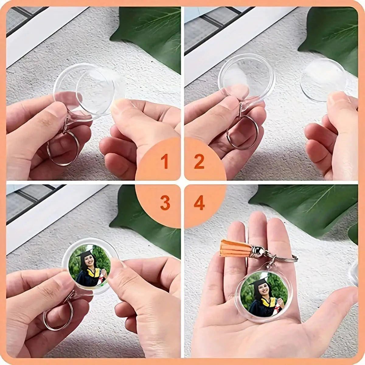 10 Pack Transparent Photo Frame Keychains With Tassels Snap In Clear Acrylic Blank Inserts For Custom Photos