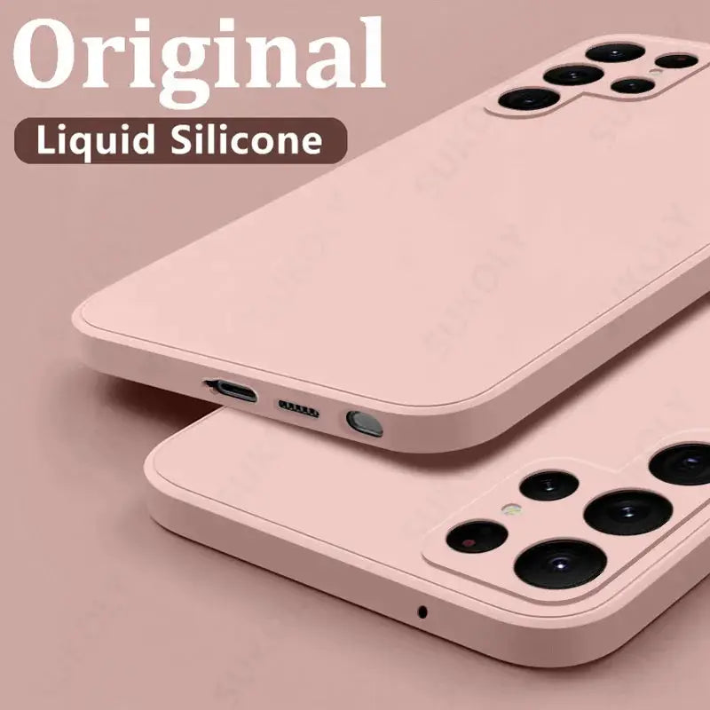 Pink original liquid silicone phone case for Samsung Galaxy S-series, shockproof protection
