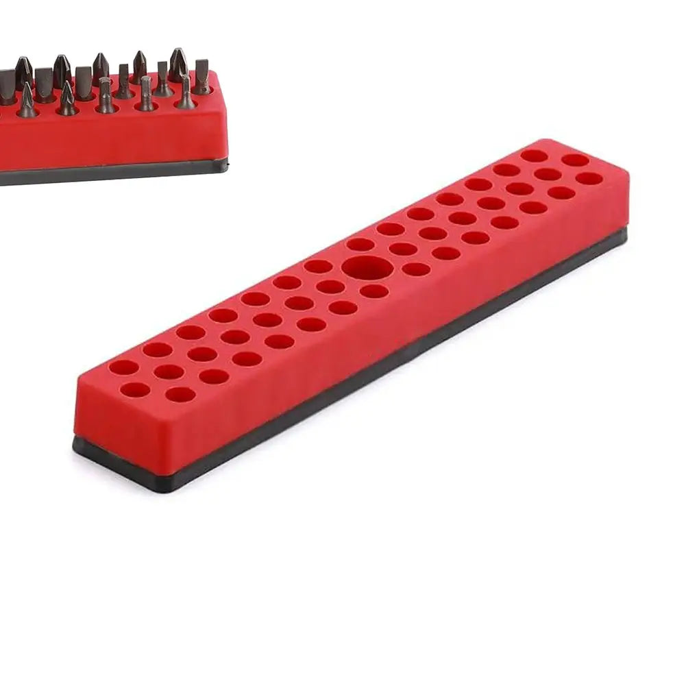Simples Market 43-hole magnetic hex bit holder, red plastic organizer for 1/4 inch screwdriver bits