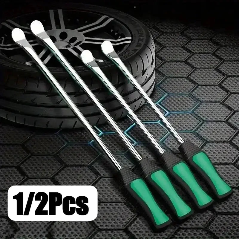 Simples Market tire levers set, 4 metal tire removal tools with green ergonomic handles for cars and motorcycles