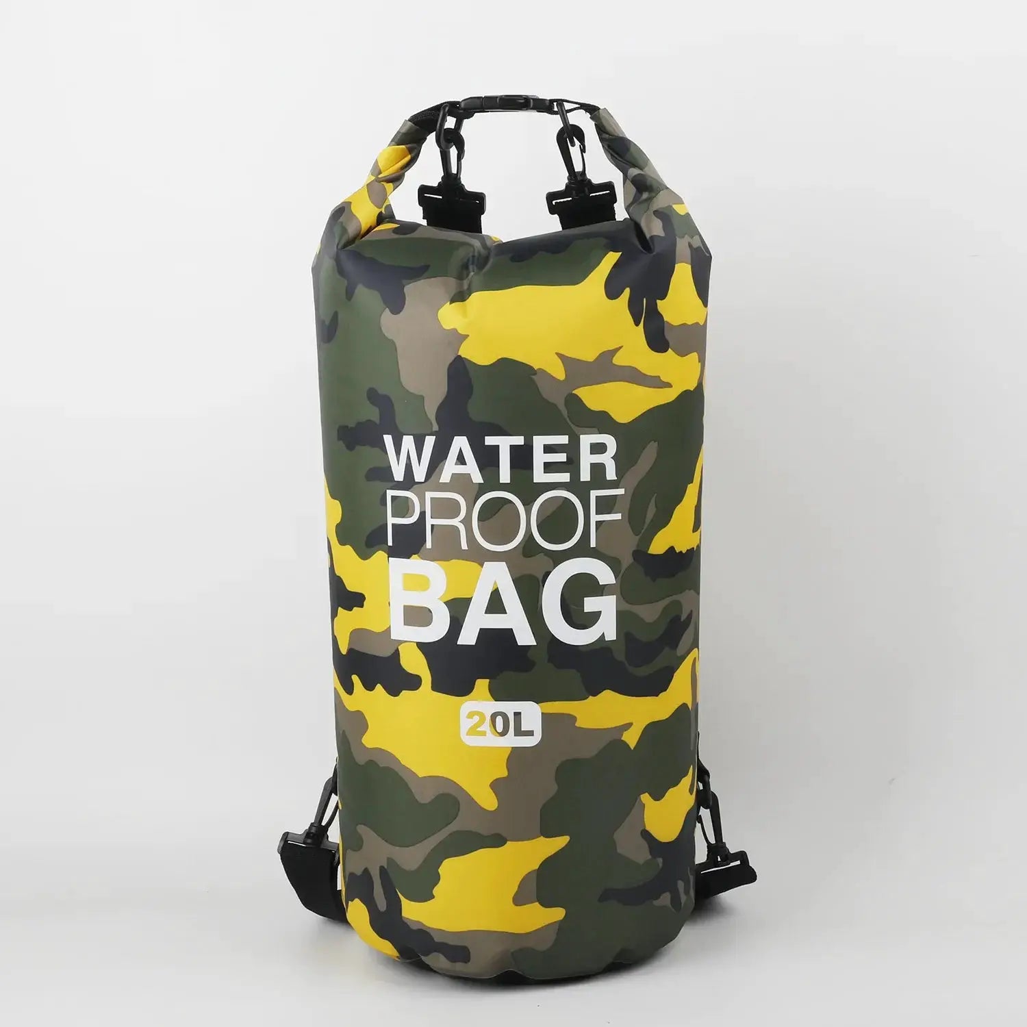 Waterproof dry bag camouflage pattern, 20L, with roll-top closure and carry handles
