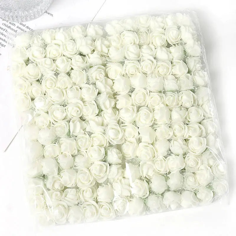 96 Pcs Mini Rose Artificial Flowers Bouquet 7.5cm Foam Fake Flowers Wedding Decoration For Home Room Decor