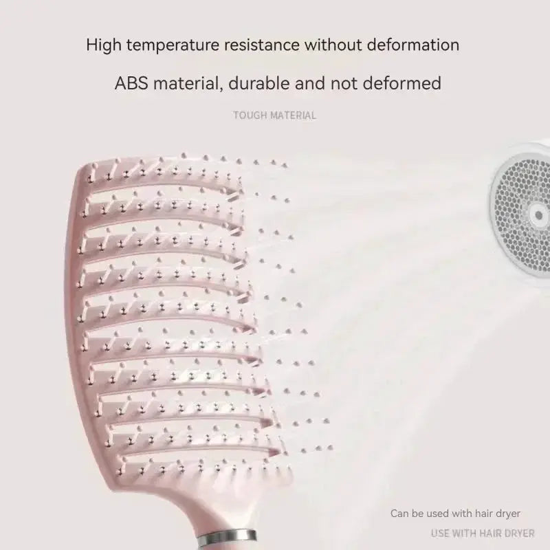 Hairbrush air-cushion pink with soft massage bristles for all hair types by Simples Market