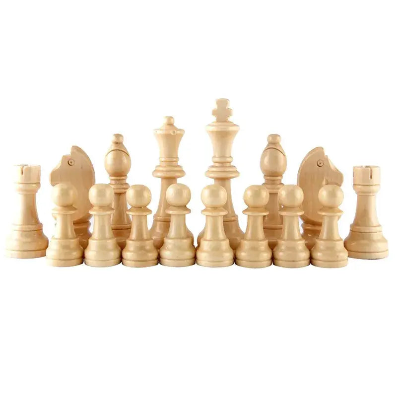32 Piece Chess Set Complete Chessmen International Style Wood and Resin Pieces for Entertainment Accessories