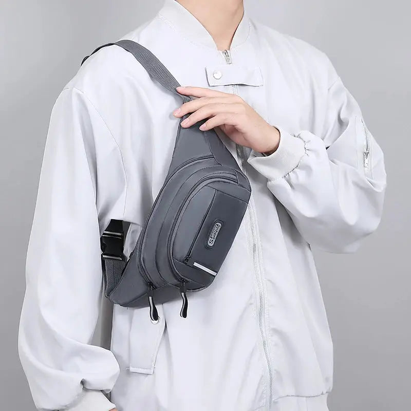 Men's waist pack by Simples Market, gray ultrathin large-capacity anti-theft fitness bag