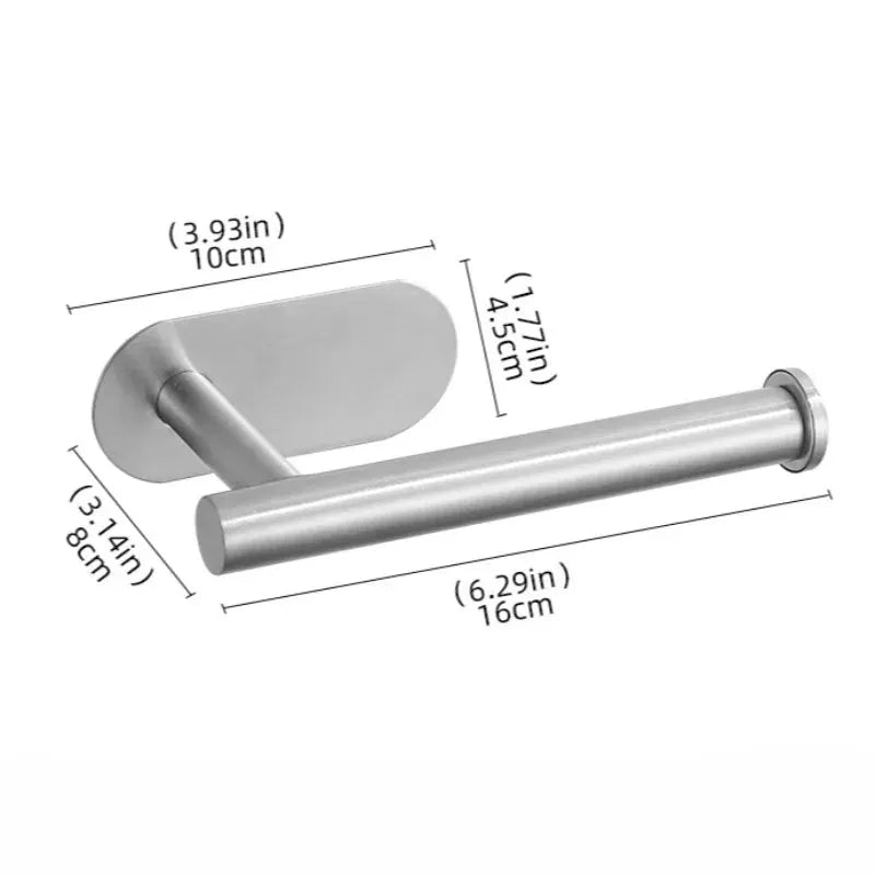 Simples Market no-drilling toilet paper holder in SUS304 stainless steel with self-adhesive wall mount