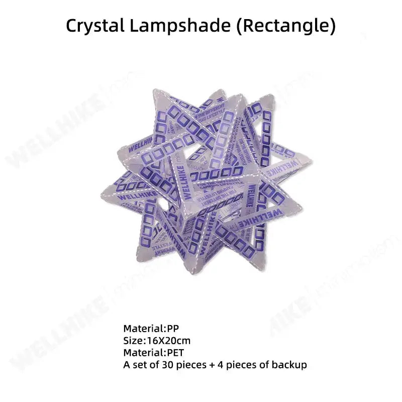 WELLHIKE star-shaped crystal lamp shade set for camping tents; purple-packaged 30 pieces + 4 backups, PP/PET, 16x20 cm