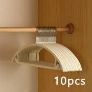 Velvet hangers set, 10 pcs beige/white by Simples Market for closet organization; non-slip and shoulder-friendly