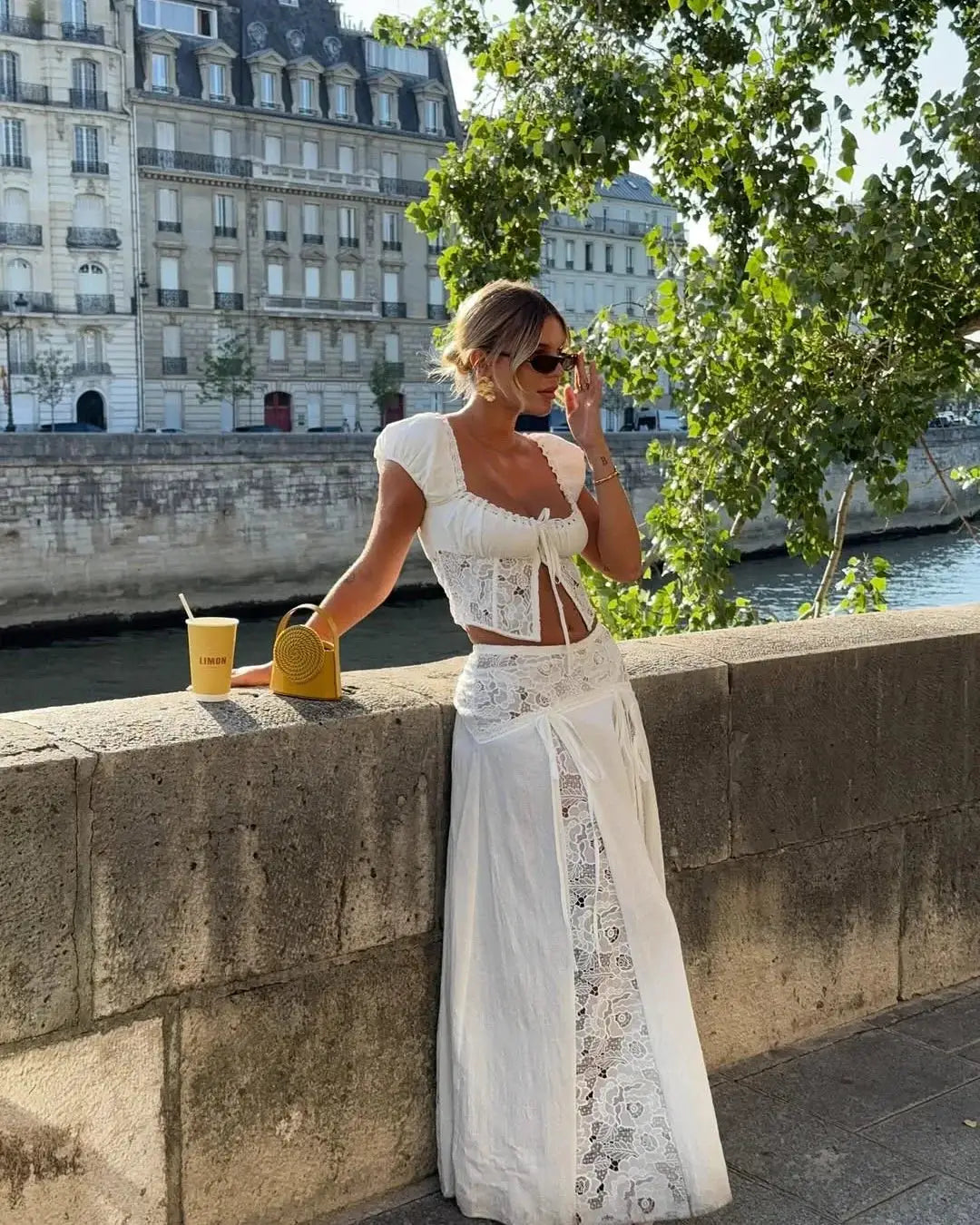 Mingmingxi Off Shoulder Cropped Top Flared Skirt Two Piece Set Women