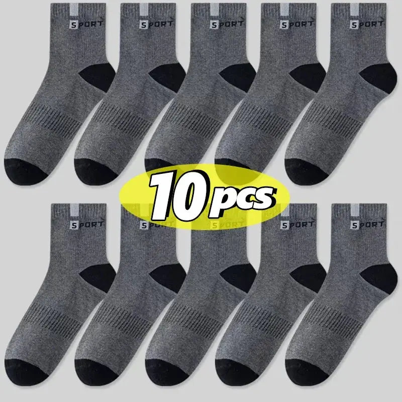 Men's Cotton Socks Breathable Soft Comfort Middle Tube For Running And Sports With Letter Fashion Design Elastic