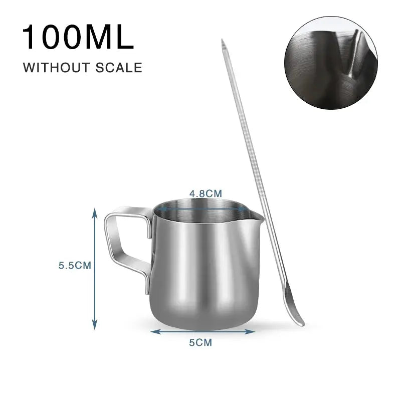 Stainless Steel Milk Frother Jug 100ml 350ml 600ml Frothing Pitcher For Coffee Latte Barista Espresso Maker Accessory