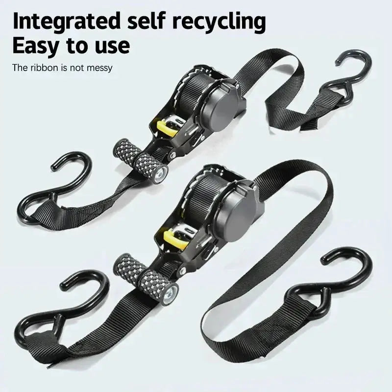 Auto Straps For Cargo Tape Retractable Belts And Ratchet Tensioners For Cars Motorcycles And Luggage
