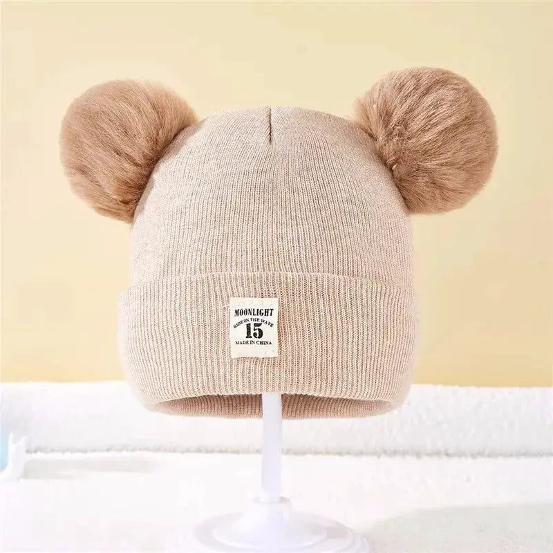 Autumn Winter Baby Beanie Hat With Pom Pom Knit Hat Solid Color For Boys And Girls 0 To 3 Years