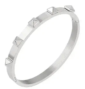 Geometric Stainless Steel Cuff Bracelet For Women With Adjustable Fit And Gold Color Plating
