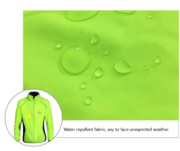 WOSAWE men's windproof cycling jacket, neon lime green, water-repellent with reflective details