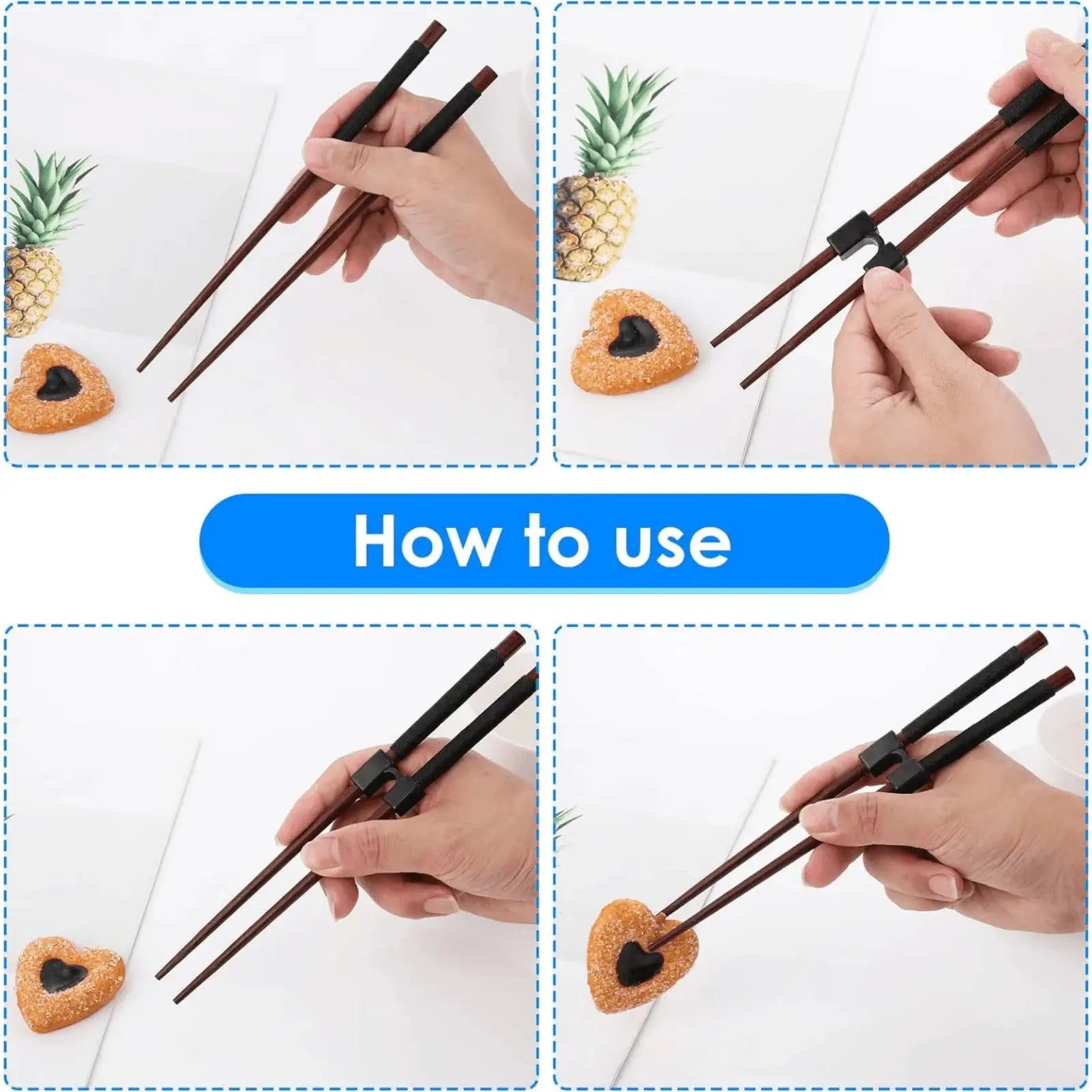 5 Pack Reusable Chopstick Helpers Training Hinges for Adults and Kids Beginner Practice Connector