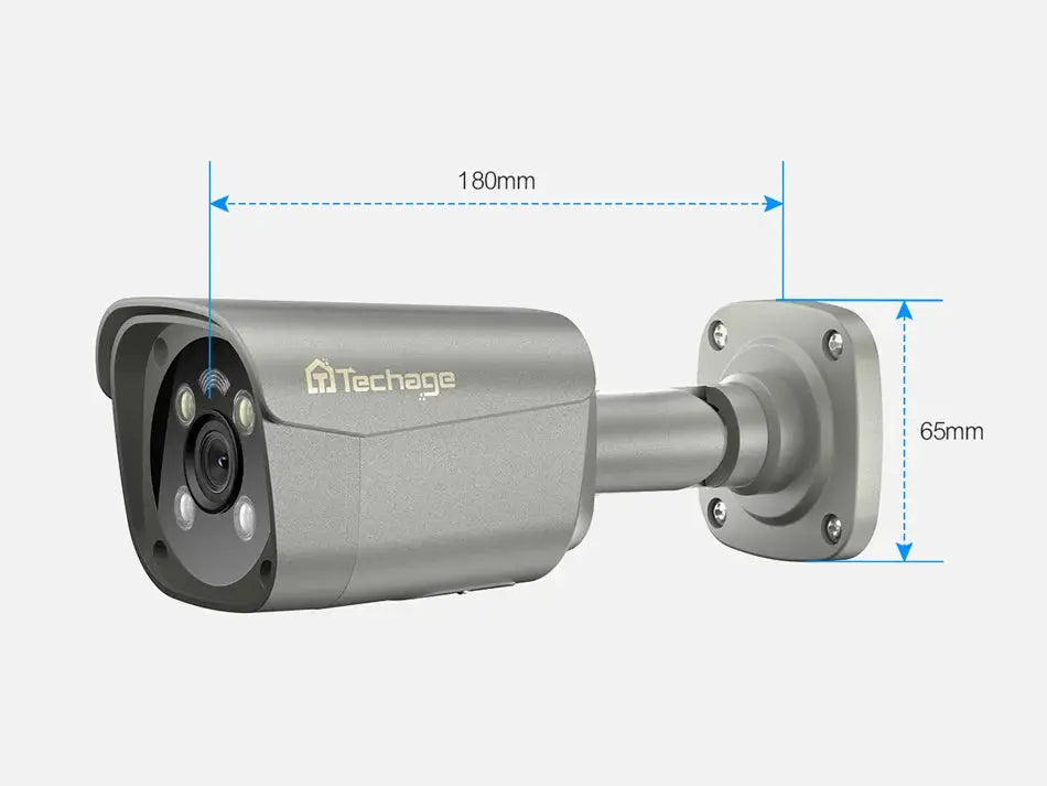 Techage outdoor metal security camera on wall-mount bracket