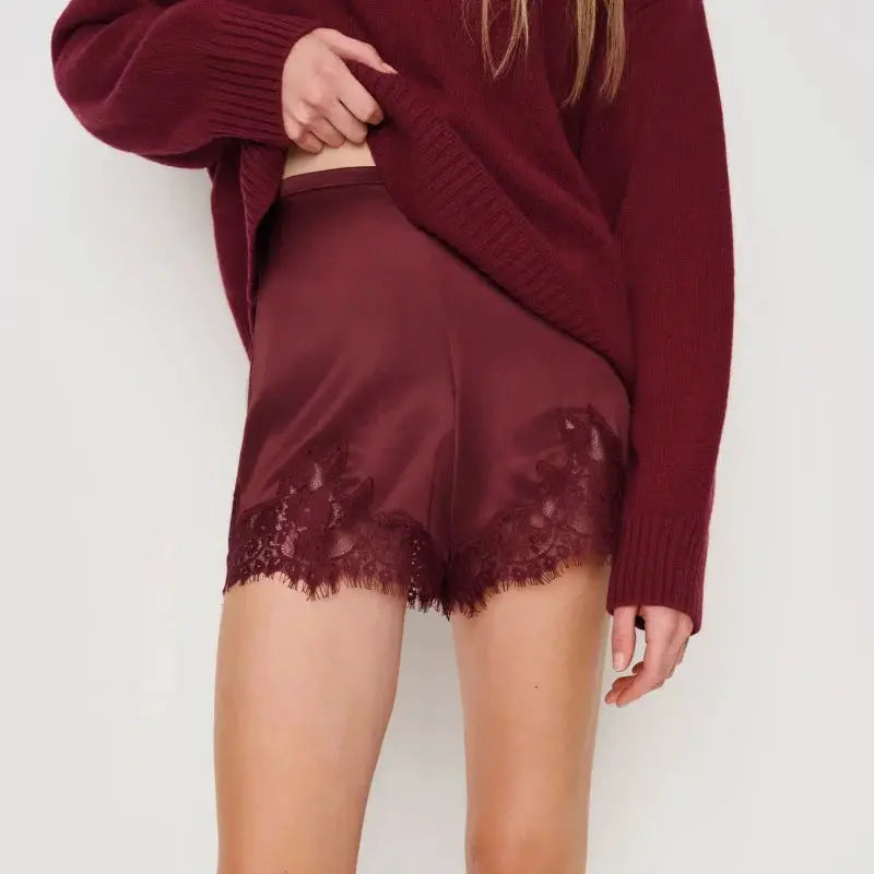 SatinLuxe Y2K Lace Trim Shorts Low Rise Micro Mini Pajama Boxers For Lounge Streetwear Women