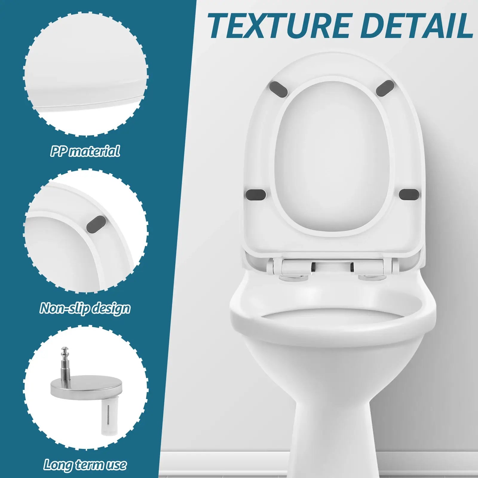 Simples Market UV-shaped toilet seat with slow-close lid, white PP material
