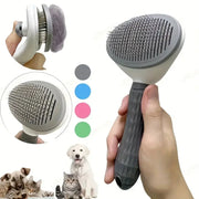 One Click Pet Hair Removal Comb for Dogs and Cats Automatic Slicker Brush for Effortless Grooming