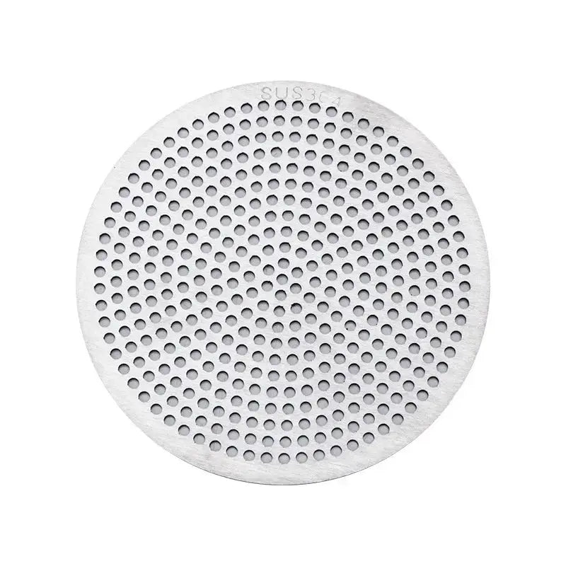 Round stainless steel drain hair catcher with perforated filter disc