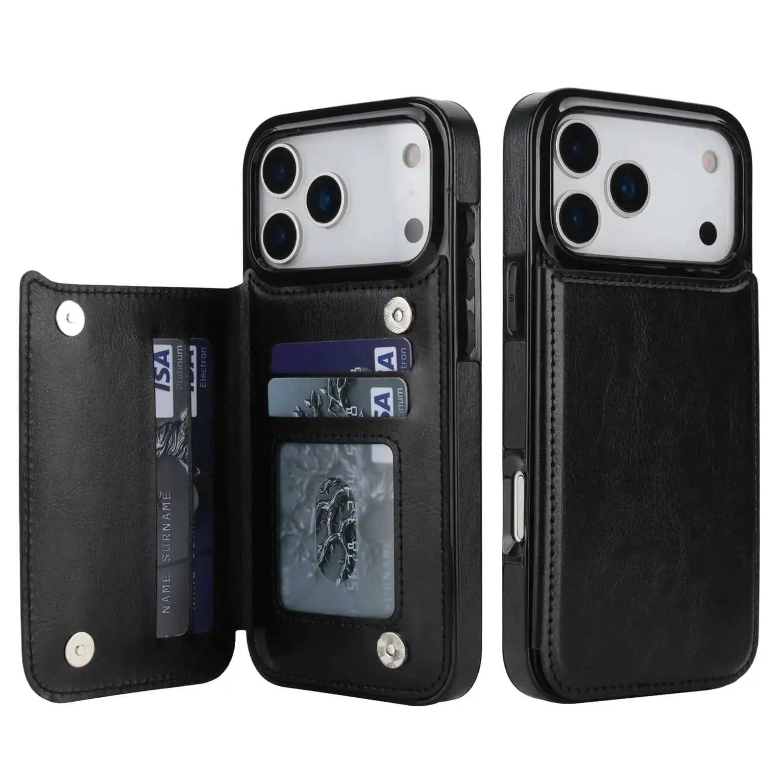 SureShield IPhone 17 Series Wallet Case With Card Holder Kickstand Dual Magnetic Clasp PU Leather