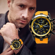 Luxury Brand Quartz Watch For Men With Silicone Strap Military Style 30ATM Waterproof Alloy Case Precision Timekeeping