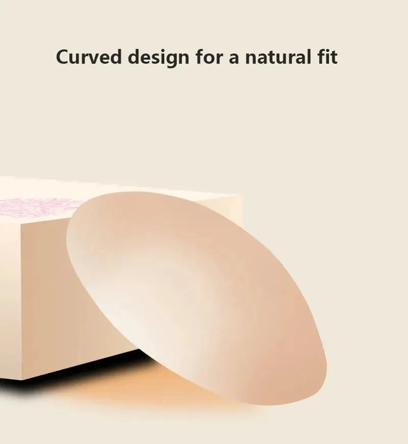 1 pair beige silicone nipple covers with curved petal design for strapless, backless wear