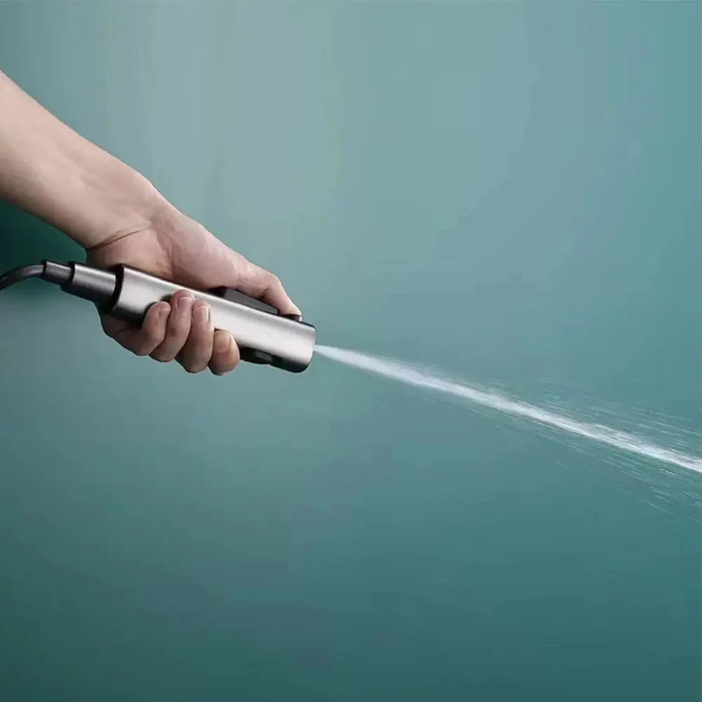 Silver handheld toilet bidet spray nozzle for bathroom use