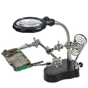3.5X 12X Helping Hands Third Hand Soldering Iron Welding Stand With 2 LED Clip Magnifiers