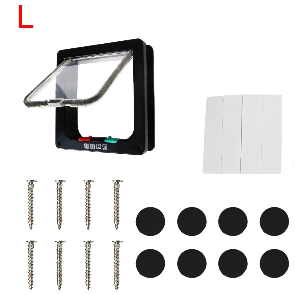 ABS Plastic Cat And Dog Flap Door Four Way Lock Security Flap Door Small Pet Safety Gate